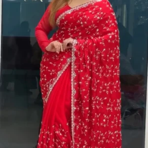 Chinigura Georgette Sequences Embroidery Sharee