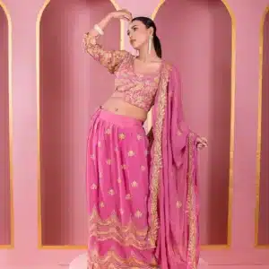 রেডিমেড জর্জেট এমব্রয়ডারি পার্টি ড্রেস